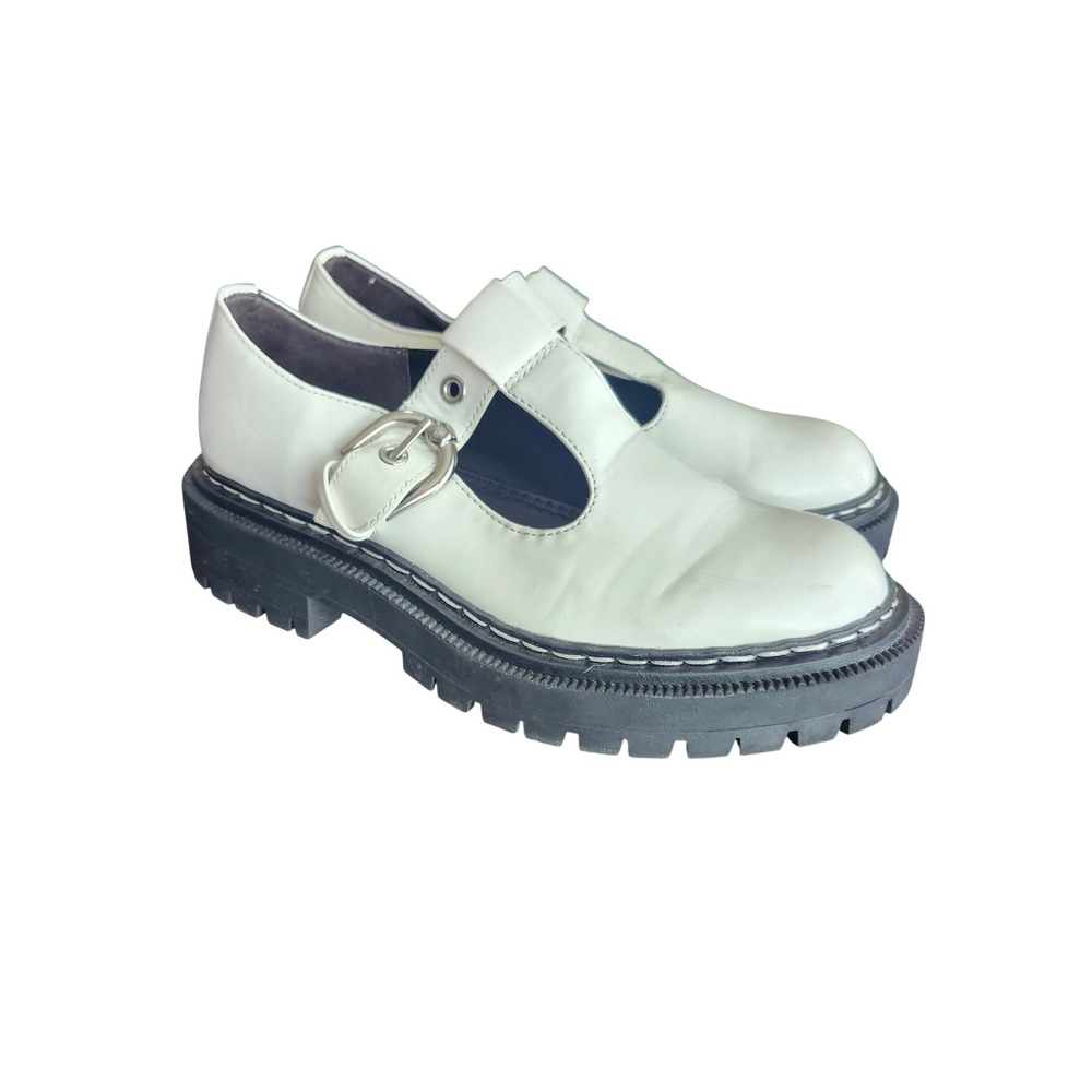 Circus by Sam Edelman Mary Jane Shoes Womens 7.5 White Chunky Platform T-Strap